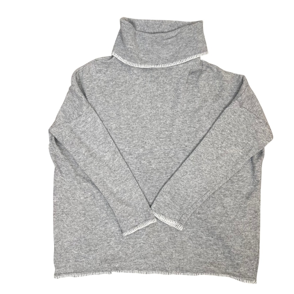 L'Atelier del Cashmere Gray Knit Turtleneck Sweater Womens Oversized Relaxed Fit